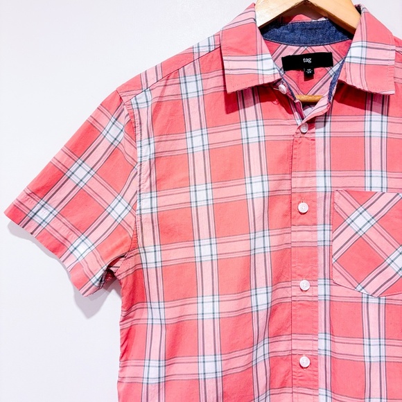 TAG Salmon plaid button down shirt - Picture 3 of 6